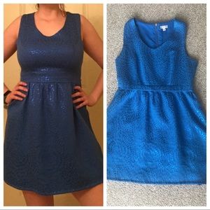 Charming Charlie blue metallic party dress